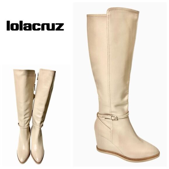 Lola Cruz Anthropologie Tall cream Wedge boot. Size 6 1/2. Retails $420 - Picture 7 of 8